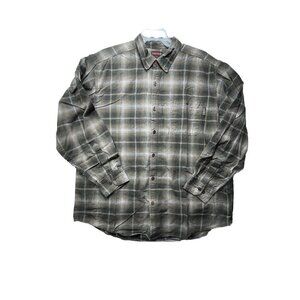 WOLVERINE Flannel Shirt Men's 2XL Brown Blue Plaid Grunge GORP Core Lumberjack